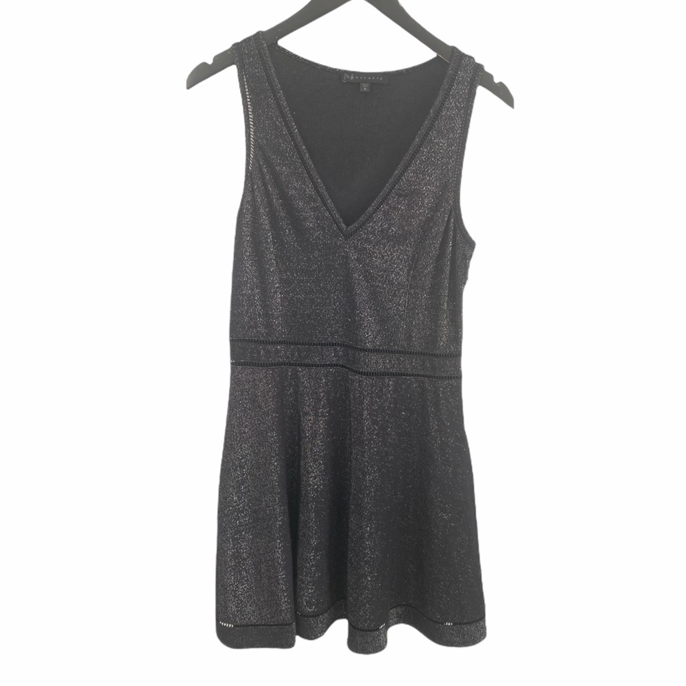Sanctuary Lurex mini flare dress black silver Medium